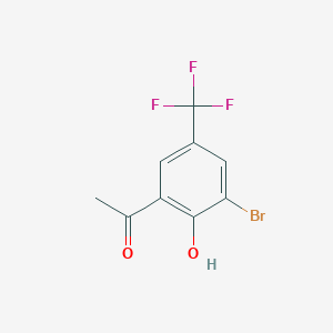 molecular formula C9H6BrF3O2 B8010294 1-[3-Bromo-2-hydroxy-5-(trifluoromethyl)phenyl]ethanone 