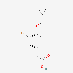 molecular formula C12H13BrO3 B8010302 2-(3-Bromo-4-(cyclopropylmethoxy)phenyl)acetic acid 