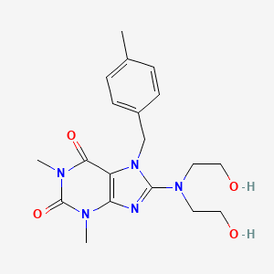 molecular formula C19H25N5O4 B8010345 8-[Bis(2-hydroxyethyl)amino]-1,3-dimethyl-7-[(4-methylphenyl)methyl]purine-2,6-dione 