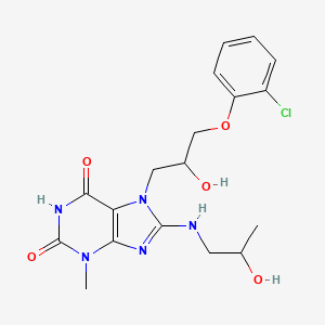 molecular formula C18H22ClN5O5 B8010359 7-[3-(2-Chlorophenoxy)-2-hydroxypropyl]-8-(2-hydroxypropylamino)-3-methylpurine-2,6-dione 
