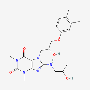 molecular formula C21H29N5O5 B8010364 7-[3-(3,4-Dimethylphenoxy)-2-hydroxypropyl]-8-(2-hydroxypropylamino)-1,3-dimethylpurine-2,6-dione 