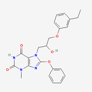 molecular formula C23H24N4O5 B8010374 7-[3-(3-Ethylphenoxy)-2-hydroxypropyl]-3-methyl-8-phenoxypurine-2,6-dione 