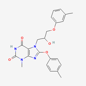 molecular formula C23H24N4O5 B8010381 7-[2-Hydroxy-3-(3-methylphenoxy)propyl]-3-methyl-8-(4-methylphenoxy)purine-2,6-dione 
