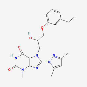 molecular formula C22H26N6O4 B8010387 8-(3,5-Dimethylpyrazol-1-yl)-7-[3-(3-ethylphenoxy)-2-hydroxypropyl]-3-methylpurine-2,6-dione 