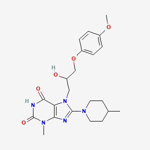 molecular formula C22H29N5O5 B8010395 7-[2-Hydroxy-3-(4-methoxyphenoxy)propyl]-3-methyl-8-(4-methylpiperidin-1-yl)purine-2,6-dione 