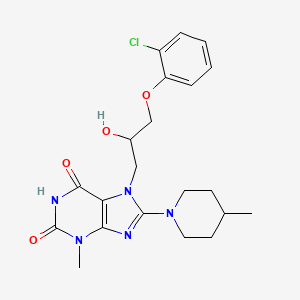molecular formula C21H26ClN5O4 B8010402 7-[3-(2-Chlorophenoxy)-2-hydroxypropyl]-3-methyl-8-(4-methylpiperidin-1-yl)purine-2,6-dione 