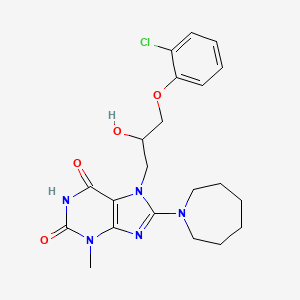 molecular formula C21H26ClN5O4 B8010410 8-(Azepan-1-yl)-7-[3-(2-chlorophenoxy)-2-hydroxypropyl]-3-methylpurine-2,6-dione 