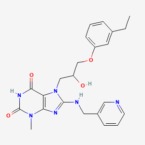 molecular formula C23H26N6O4 B8010413 7-[3-(3-Ethylphenoxy)-2-hydroxypropyl]-3-methyl-8-(pyridin-3-ylmethylamino)purine-2,6-dione 