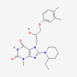 molecular formula C24H33N5O4 B8010438 7-[3-(3,4-Dimethylphenoxy)-2-hydroxypropyl]-8-(2-ethylpiperidin-1-yl)-3-methylpurine-2,6-dione 