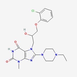 molecular formula C21H27ClN6O4 B8010462 7-[3-(2-Chlorophenoxy)-2-hydroxypropyl]-8-(4-ethylpiperazin-1-yl)-3-methylpurine-2,6-dione 
