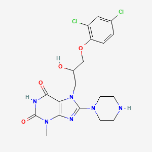 molecular formula C19H22Cl2N6O4 B8010485 7-[3-(2,4-Dichlorophenoxy)-2-hydroxypropyl]-3-methyl-8-piperazin-1-ylpurine-2,6-dione 