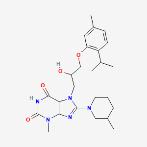 molecular formula C25H35N5O4 B8010489 7-[2-Hydroxy-3-(5-methyl-2-propan-2-ylphenoxy)propyl]-3-methyl-8-(3-methylpiperidin-1-yl)purine-2,6-dione 