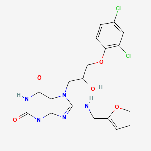 molecular formula C20H19Cl2N5O5 B8010492 7-[3-(2,4-Dichlorophenoxy)-2-hydroxypropyl]-8-(furan-2-ylmethylamino)-3-methylpurine-2,6-dione 