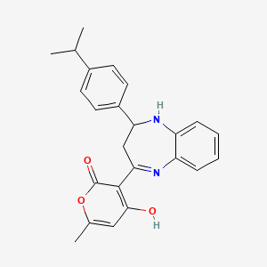 molecular formula C24H24N2O3 B8010543 (3E)-6-methyl-3-{4-[4-(propan-2-yl)phenyl]-1,3,4,5-tetrahydro-2H-1,5-benzodiazepin-2-ylidene}-2H-pyran-2,4(3H)-dione 