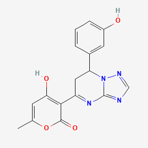 molecular formula C17H14N4O4 B8010544 4-Hydroxy-3-[7-(3-hydroxyphenyl)-6,7-dihydro-[1,2,4]triazolo[1,5-a]pyrimidin-5-yl]-6-methylpyran-2-one 