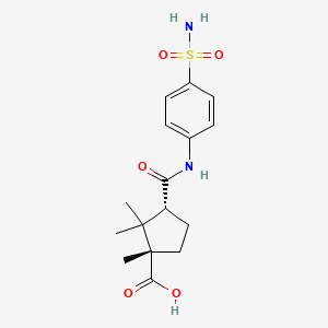 molecular formula C16H22N2O5S B8010564 (1S,3R)-1,2,2-trimethyl-3-[(4-sulfamoylphenyl)carbamoyl]cyclopentane-1-carboxylic acid 