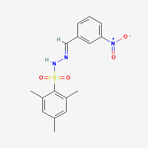 molecular formula C16H17N3O4S B8010854 2,4,6-trimethyl-N'-[(1E)-(3-nitrophenyl)methylidene]benzene-1-sulfonohydrazide 