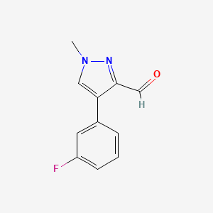 molecular formula C11H9FN2O B8011038 4-(3-Fluorophenyl)-1-methyl-1H-pyrazole-3-carbaldehyde 