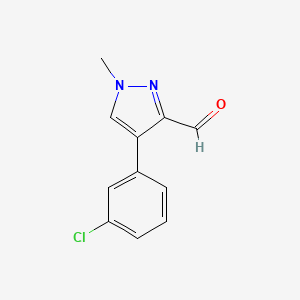 molecular formula C11H9ClN2O B8011046 4-(3-Chlorophenyl)-1-methyl-1H-pyrazole-3-carbaldehyde 