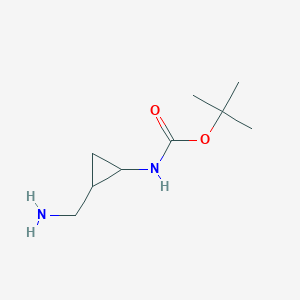 molecular formula C9H18N2O2 B8011202 tert-butyl N-[2-(aminomethyl)cyclopropyl]carbamate 