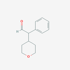 molecular formula C13H16O2 B8011324 2-(Oxan-4-yl)-2-phenylacetaldehyde 