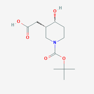 molecular formula C12H21NO5 B8011470 2-[(3S,4R)-1-Tert-butoxycarbonyl-4-hydroxy-3-piperidyl]acetic acid 