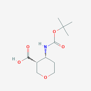 molecular formula C11H19NO5 B8011485 (3R,4R)-4-((tert-Butoxycarbonyl)amino)tetrahydro-2H-pyran-3-carboxylic acid 