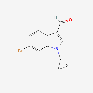 molecular formula C12H10BrNO B8011638 6-bromo-1-cyclopropyl-1H-indole-3-carbaldehyde 