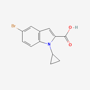 molecular formula C12H10BrNO2 B8011650 5-Bromo-1-cyclopropyl-1H-indole-2-carboxylic acid 