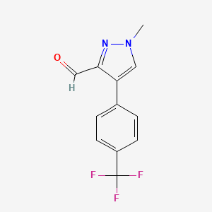 molecular formula C12H9F3N2O B8011674 1-Methyl-4-(4-(trifluoromethyl)phenyl)-1H-pyrazole-3-carbaldehyde 