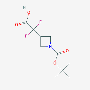 molecular formula C10H15F2NO4 B8011952 2-{1-[(Tert-butoxy)carbonyl]azetidin-3-yl}-2,2-difluoroacetic acid 