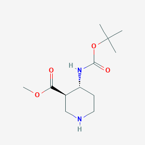 molecular formula C12H22N2O4 B8012001 (3R,4R)-rel-Methyl 4-((tert-butoxycarbonyl)amino)piperidine-3-carboxylate 