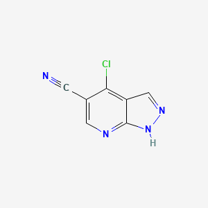 molecular formula C7H3ClN4 B8012098 4-Chloro-1H-pyrazolo[3,4-b]pyridine-5-carbonitrile 