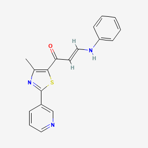 molecular formula C18H15N3OS B8012302 (2E)-1-[4-methyl-2-(pyridin-3-yl)-1,3-thiazol-5-yl]-3-(phenylamino)prop-2-en-1-one 