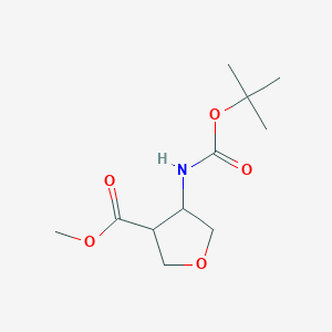 molecular formula C11H19NO5 B8012465 Methyl 4-[(2-methylpropan-2-yl)oxycarbonylamino]oxolane-3-carboxylate 