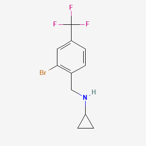 molecular formula C11H11BrF3N B8012625 (2-Bromo-4-trifluoromethyl-benzyl)-cyclopropyl-amine 