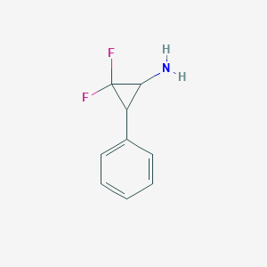 molecular formula C9H9F2N B8012680 2,2-Difluoro-3-phenyl-cyclopropylamine 