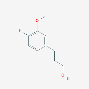 molecular formula C10H13FO2 B8012769 3-(4-Fluoro-3-methoxyphenyl)propan-1-ol 