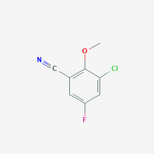 molecular formula C8H5ClFNO B8012776 3-Chloro-5-fluoro-2-methoxybenzonitrile 