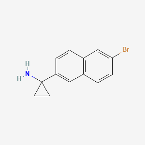 molecular formula C13H12BrN B8013072 1-(6-Bromonaphthalen-2-YL)cyclopropan-1-amine 