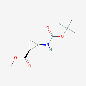 molecular formula C10H17NO4 B8013188 cis-Cyclopropanecarboxylic acid, 2-[[(1,1-dimethylethoxy)carbonyl]amino]-, methyl ester 
