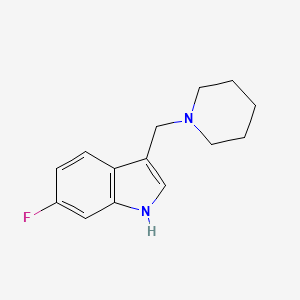 molecular formula C14H17FN2 B8013207 6-Fluoro-3-(piperidin-1-ylmethyl)-1H-indole 