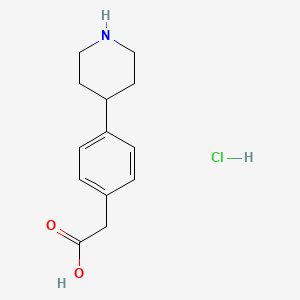molecular formula C13H18ClNO2 B8013335 2-(4-(Piperidin-4-yl)phenyl)acetic acid hydrochloride 