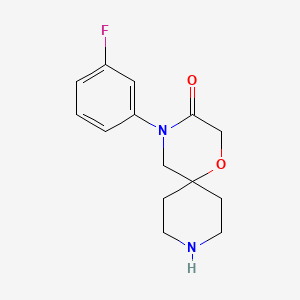 molecular formula C14H17FN2O2 B8013420 4-(3-Fluorophenyl)-1-oxa-4,9-diazaspiro[5.5]undecan-3-one 