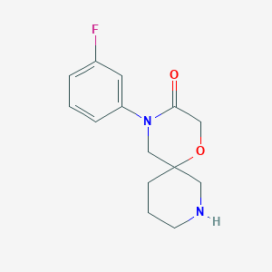 molecular formula C14H17FN2O2 B8013434 4-(3-Fluorophenyl)-1-oxa-4,8-diazaspiro[5.5]undecan-3-one 