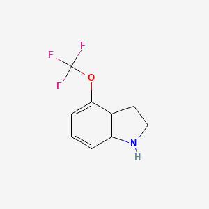 molecular formula C9H8F3NO B8013470 1H-Indole, 2,3-dihydro-4-(trifluoromethoxy)- 