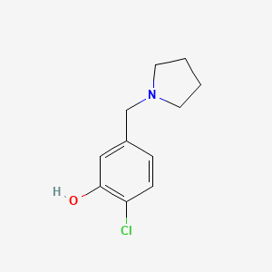molecular formula C11H14ClNO B8013585 2-Chloro-5-(pyrrolidin-1-ylmethyl)phenol 