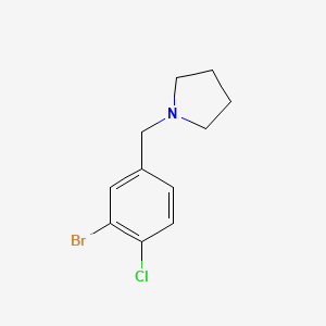 molecular formula C11H13BrClN B8013593 1-[(3-Bromo-4-chlorophenyl)methyl]pyrrolidine 
