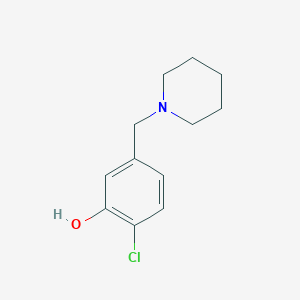 molecular formula C12H16ClNO B8013595 2-Chloro-5-(piperidin-1-ylmethyl)phenol 