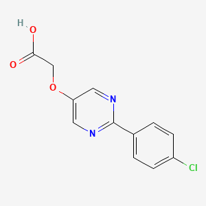 molecular formula C12H9ClN2O3 B8013684 [2-(4-Chlorophenyl)-pyrimidin-5-yloxy]-acetic acid 